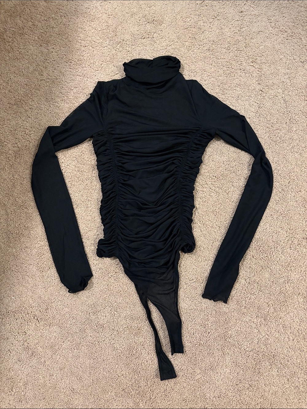 Free People Sheer Ruched Turtleneck Bodysuit